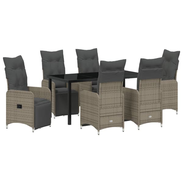 Trädgårdsmöbelset 7 pcs Beige konstrotting