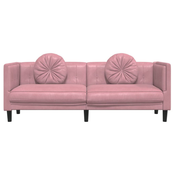 Soffa med kuddar 3-sits rosa sammet