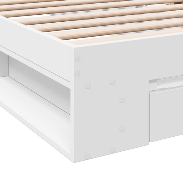 Sängram med låda vit 90x200 cm konstruerad trä