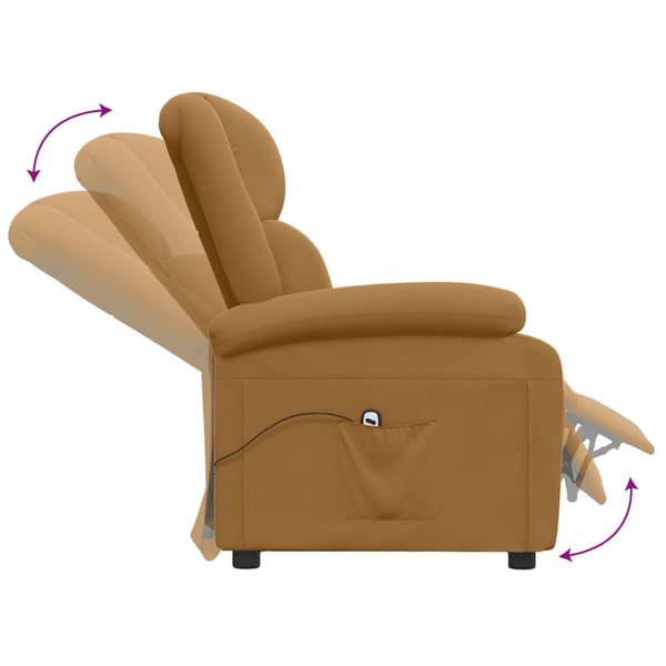 Elektrisk massagefåtölj brun sammet