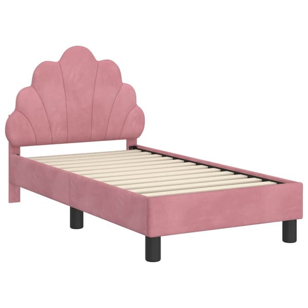 Sängram för småbarn med huvudgavel Rosa 70 x 140 cm Sammet