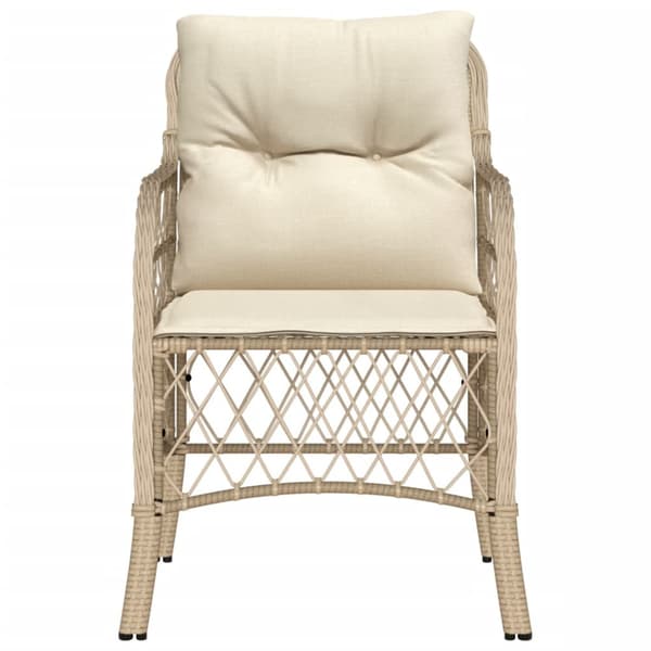 Trädgårdsstolar med dynor 2 st beige konstrotting