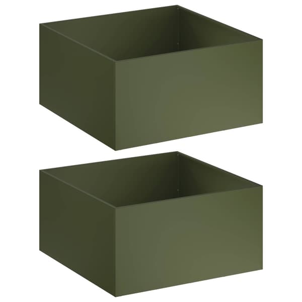 Trädgårdsplanterare 2 st Olivgrön 80 x 80 x 40 cm