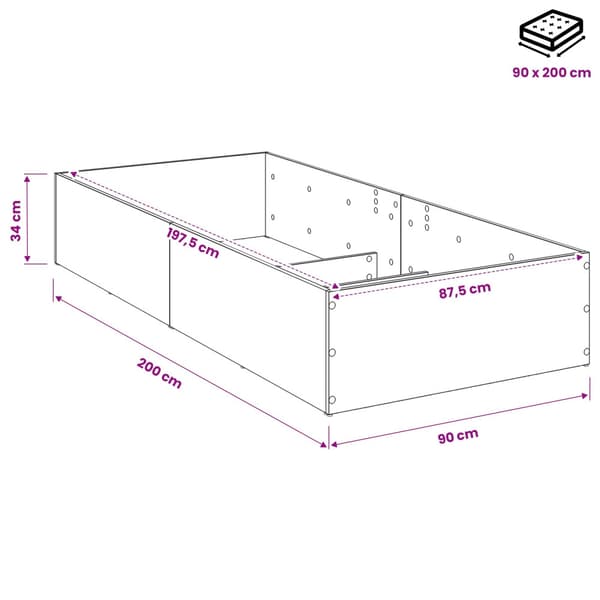 Sängomramning för ställbar sängbotten Sonoma-ek 90 x 200 cm