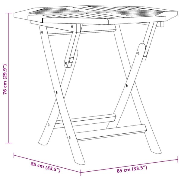 Hopfällbart trädgårdsbord 85x85x76 cm massiv teak