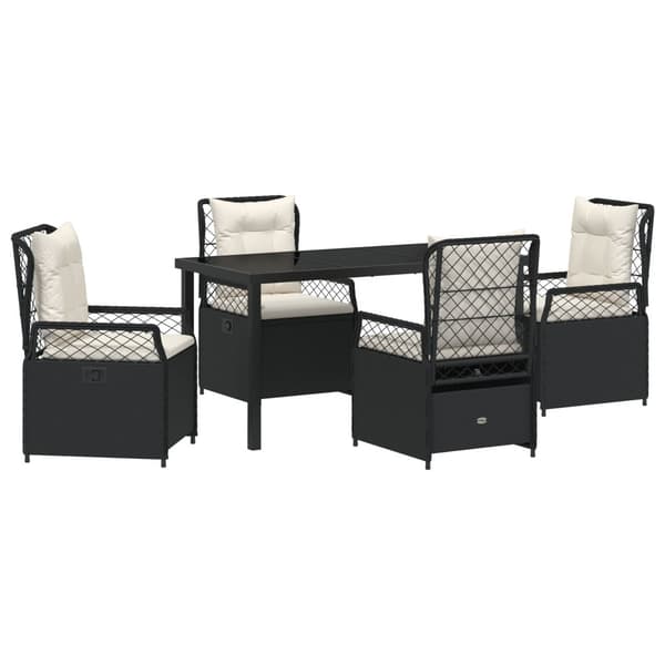 Trädgårdsmöbelset 5 pcs Svart konstrotting