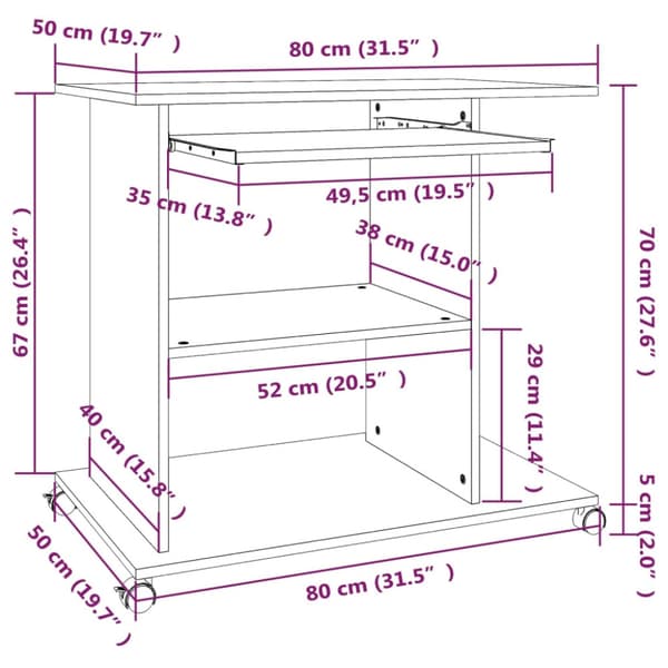 Datorbord grå sonoma-ek 80x50x75 cm konstruerat trä