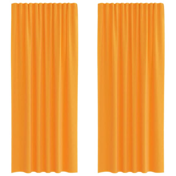 Voile gardiner med stångfickor 2 st orange
