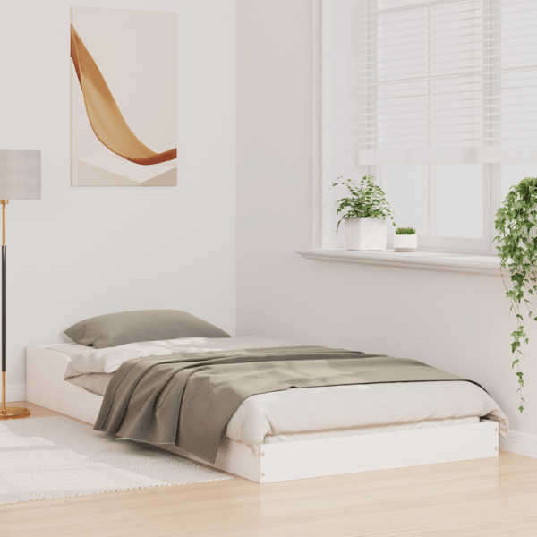 Sängram Vit 75 x 190 cm Massiv furu