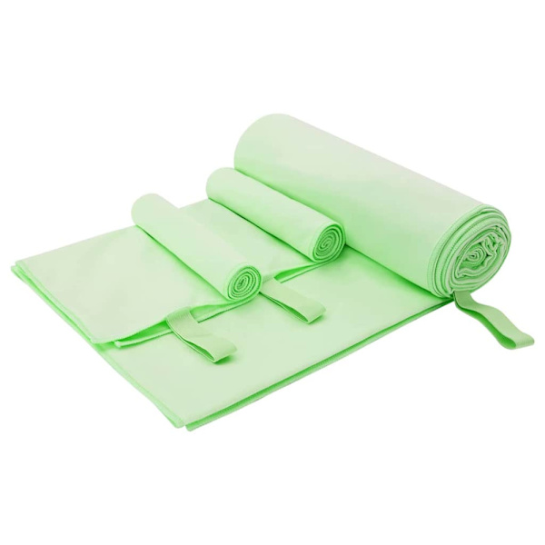 Sporthandduk Set 3 pcs Grön Polyester och polyamid