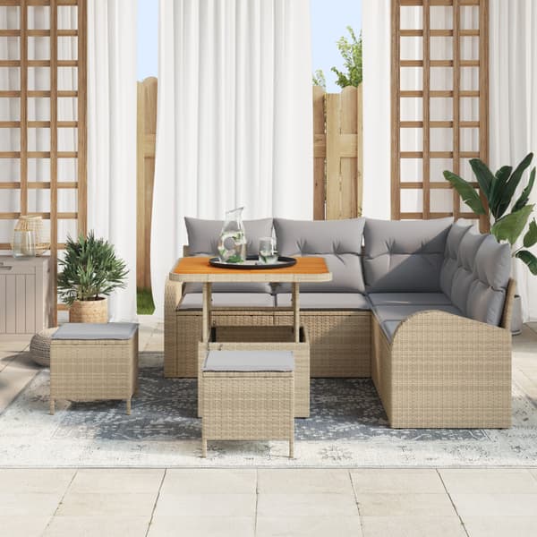 Trädgårdsoffset 8 st 7-Antal sittplatser Beige och Ljusgrå