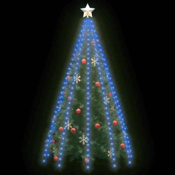 Ljusnät för julgran 250 LED blå 250 cm
