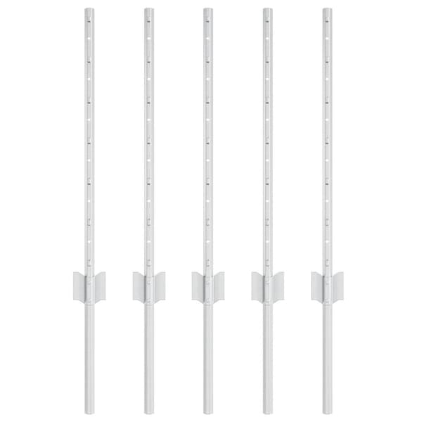 Stängselstolpe 5 pcs Silver 60 cm Stål