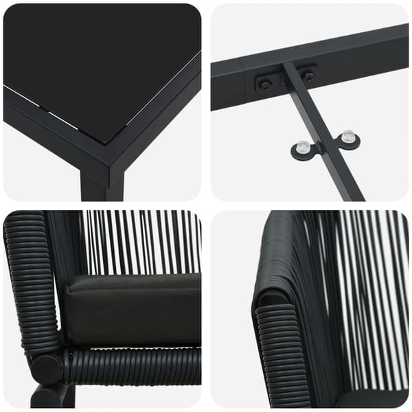 Trädgårdsmöbelset 9 pcs Svart Pulverlackerat stål
