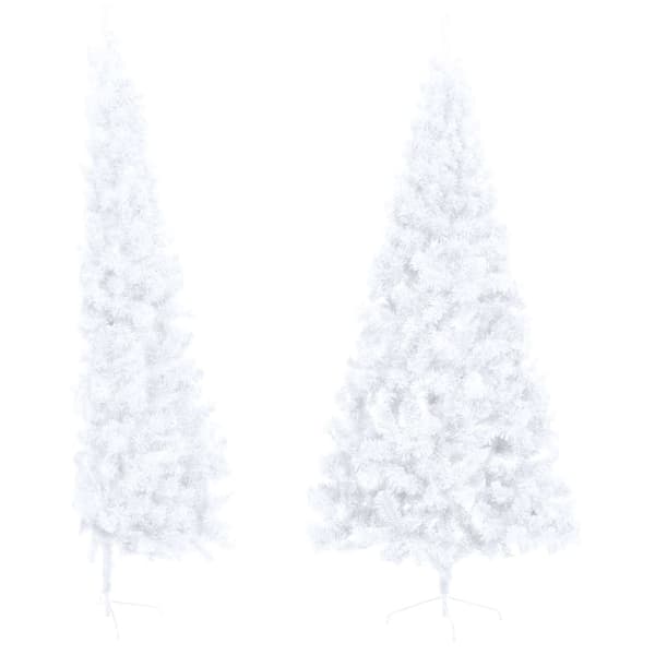 Halv plastgran med fot vit 180 cm PVC