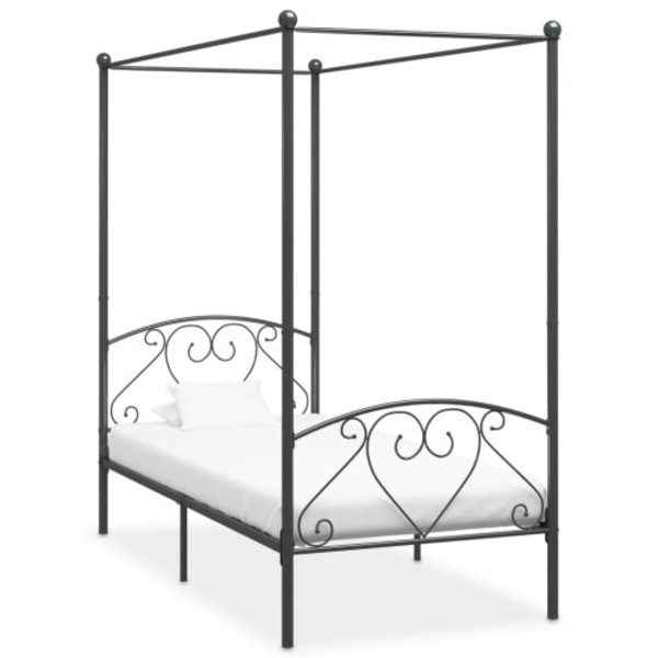 Sänghimmel utan madrass grå metall 100x200 cm