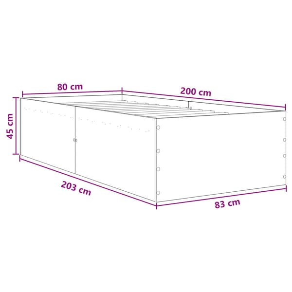 Golvsängsram Grå Sonoma 80 x 200 cm Konstruerat trä
