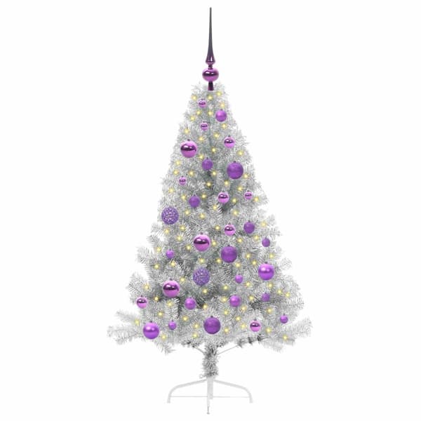Konstgjord Förbelyst Julgran Silver 120 cm PET