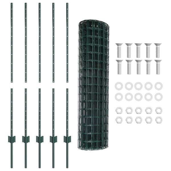 Stängsel med stolpe Grön 1,2 x 10 m Stål