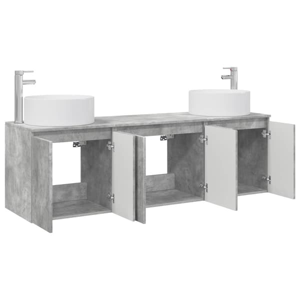 Badrumsskåpsset 3 st Betonggrå 49,5 x 44,5 x 65,5 cm