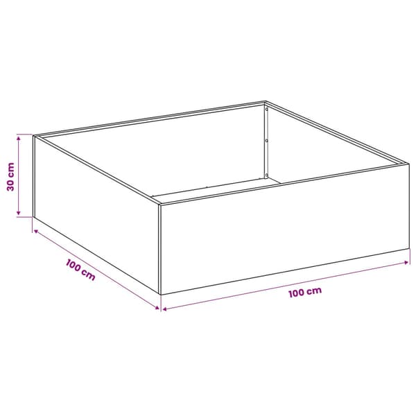 Trädgårdsplanterare Rostig 100 x 100 x 30 cm