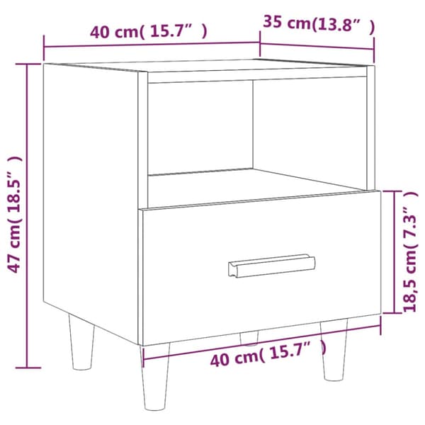 Sängbord vit 40x35x47 cm