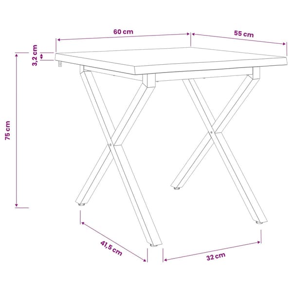 60 x 55 x 75 cm Massivt Akaciaträ Vit och svart Rektangulär