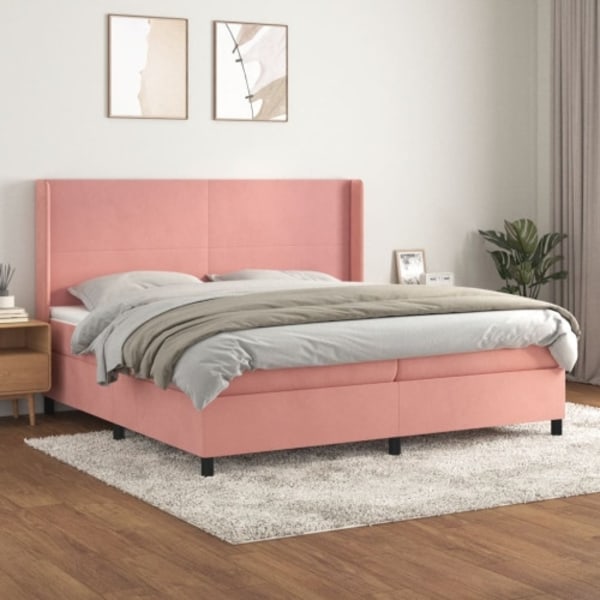 Ramsäng med madrass rosa 200x200 cm sammet