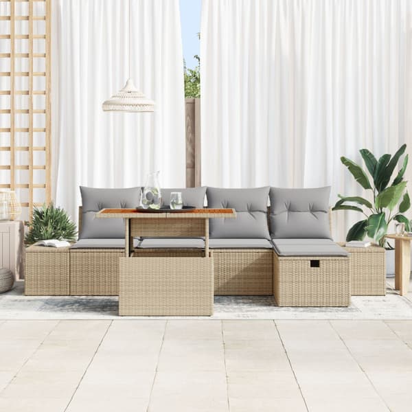 Trädgårdsoffset 6 st Beige konstrotting