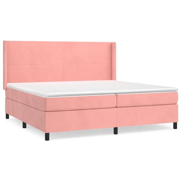 Ramsäng med madrass rosa 200x200 cm sammet