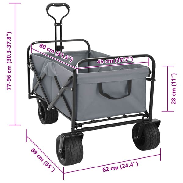 Fällbar handvagn Grå 89 x 63 x 96 cm Stål och Polyester Oxford