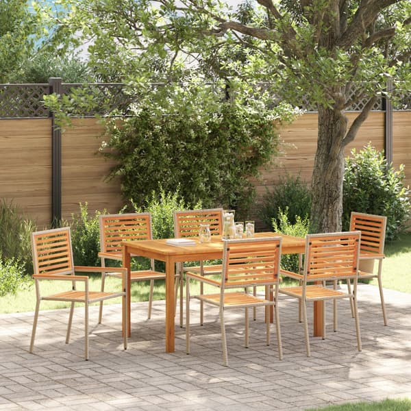 Trädgårdsmöbelset 7 pcs Beige Massivt Akaciaträ