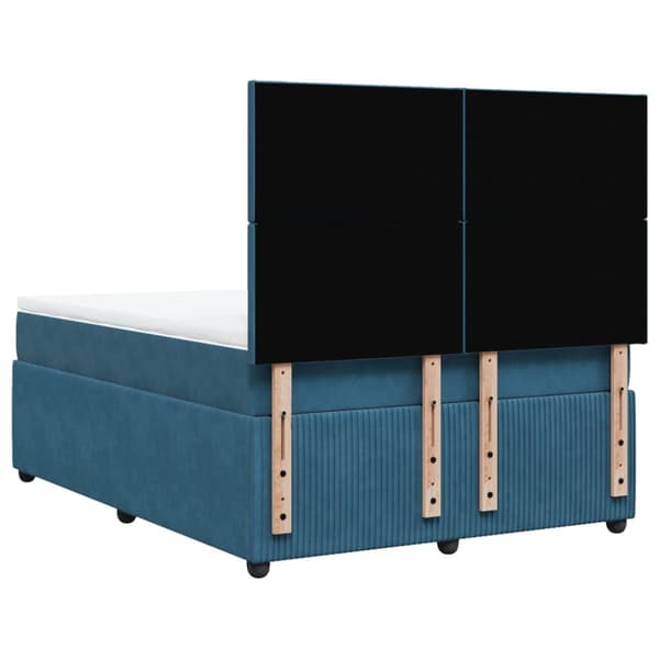 Ramsäng med madrass mörkblå 140x190 cm sammet