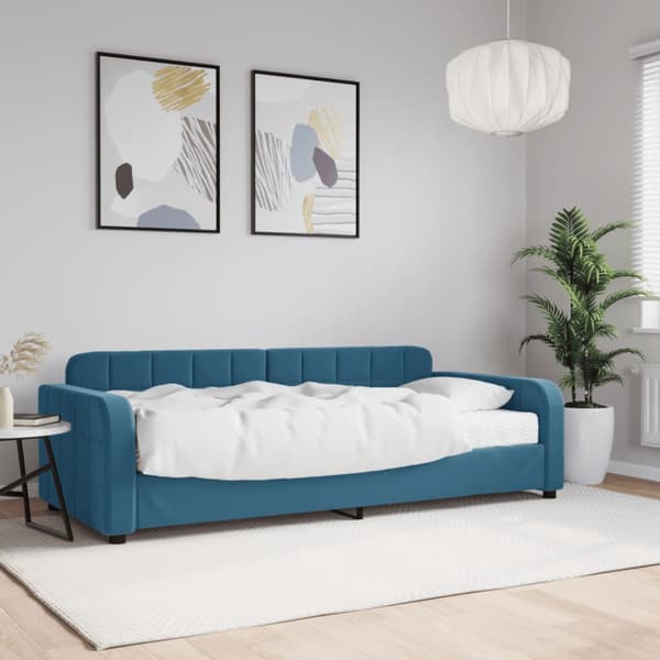 Dagbädd med madrass blå 90x200 cm sammet