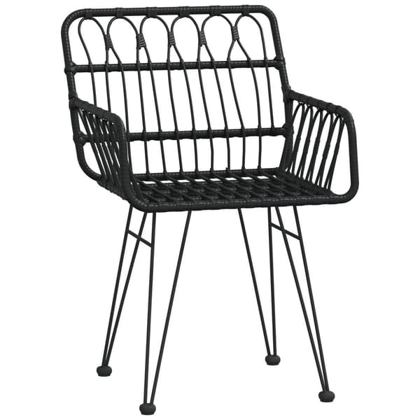 Trädgårdsmöbelset 7 pcs Svart Pulverlackerat stål