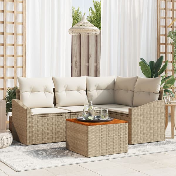 Trädgårdsoffset 5 st Beige konstrotting