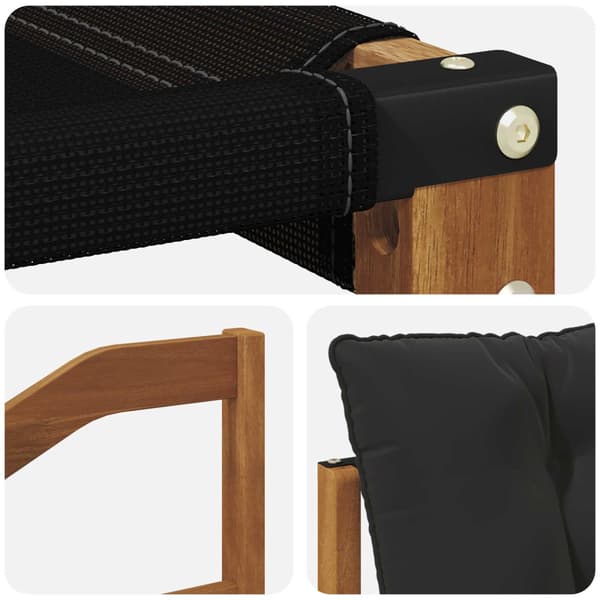 Utomhussoffset med kudde 3 pcs Naturlig och svart