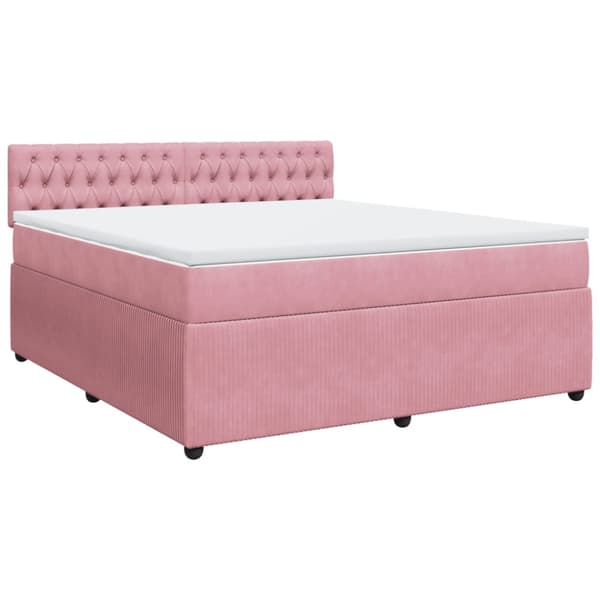 Ramsäng med madrass rosa 180x200 cm sammet