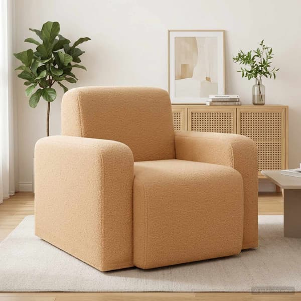 Fåtölj Beige Bouclé