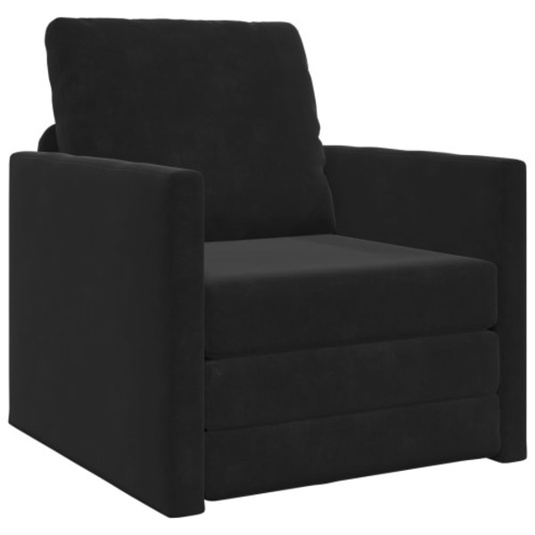 Golvsängsoffa 2-i-1 Svart 74x77x81 cm Sammet