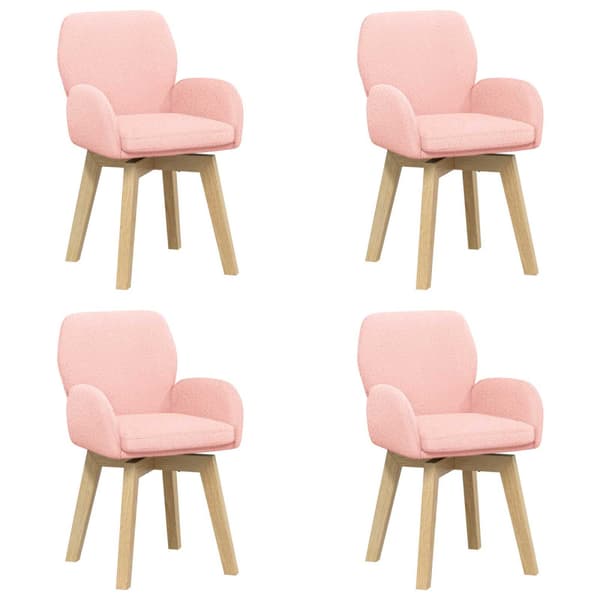 Svängande Matstolar 4 st Bouclé Rosa 54 x 58 x 87 cm