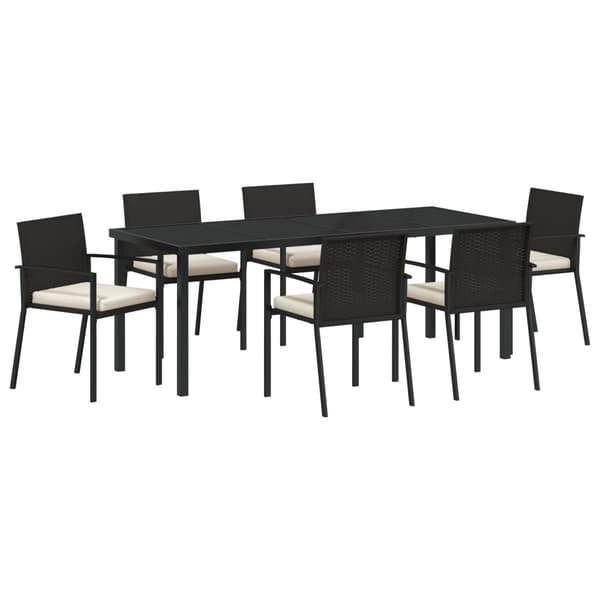 Trädgårdsmöbelset 7 pcs Svart Pulverlackerat stål