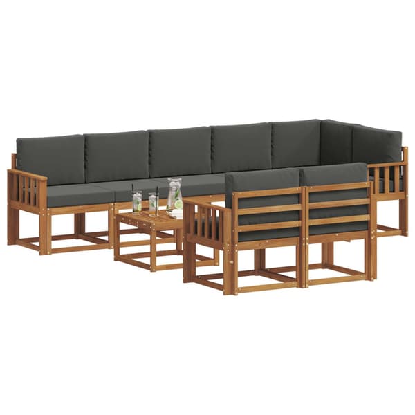 Utomhussoffset med kudde 9 pcs Naturlig och Antracit