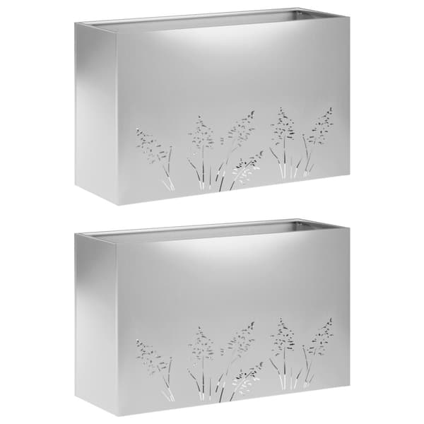 Trädgårdsplanterare 2 st Silver 80 x 20 x 49 cm