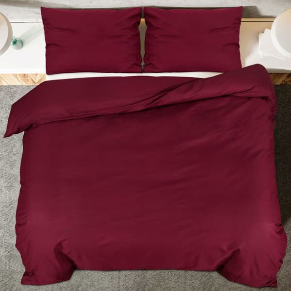 Bäddset vinröd 200x200 cm bomull