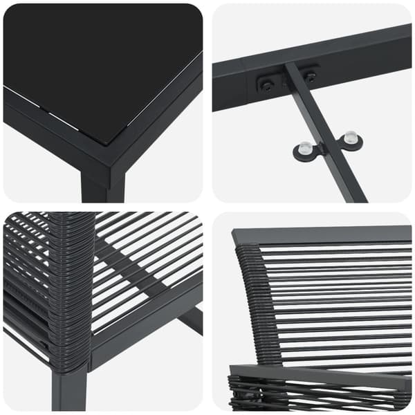 Trädgårdsmöbelset 7 pcs Svart Pulverlackerat stål