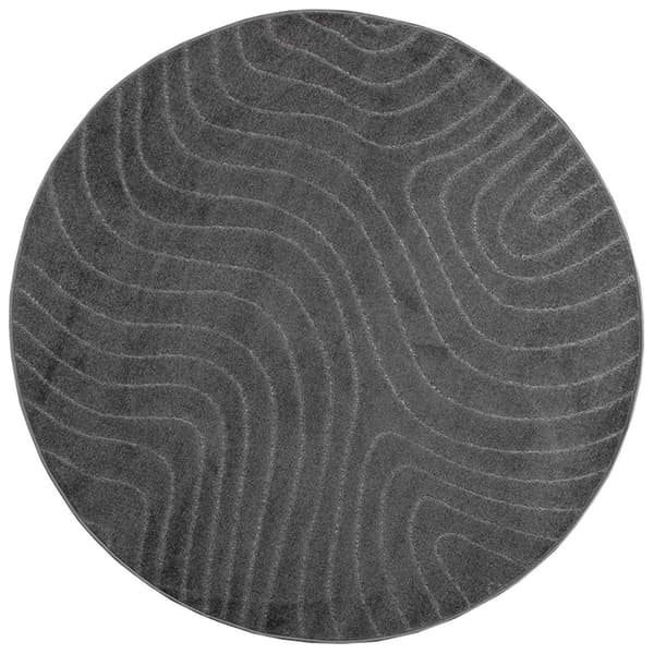 Områdesmattor Rund PALMERAS Antracit Ø 200 CM Polyester
