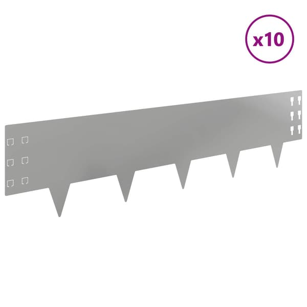 Kant för gräsmatta 10 pcs 100 x 25 cm Stål Silver