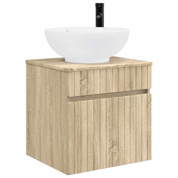 Badrumsskåpsset 4 pcs Sonoma-ek Konstruerat trä