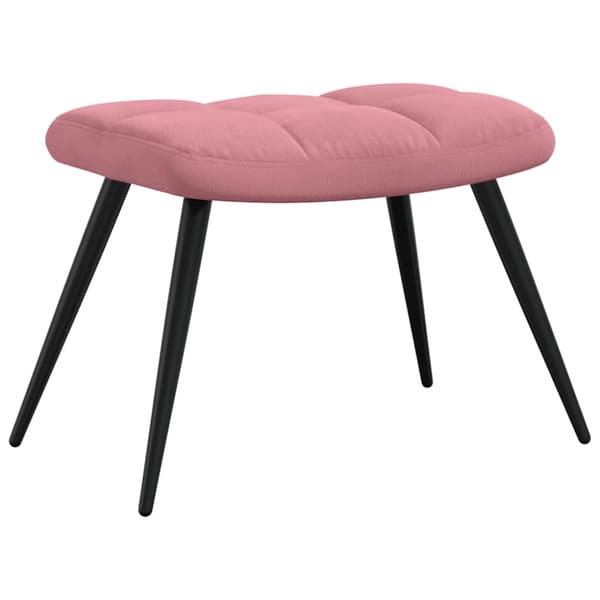 Vilstol med fotpall rosa sammet